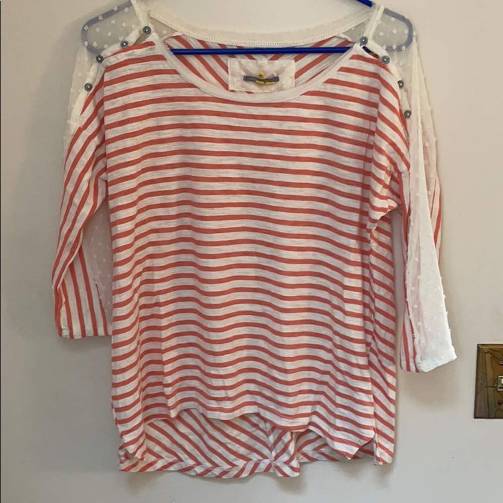 Anthropologie sheer and stripe top